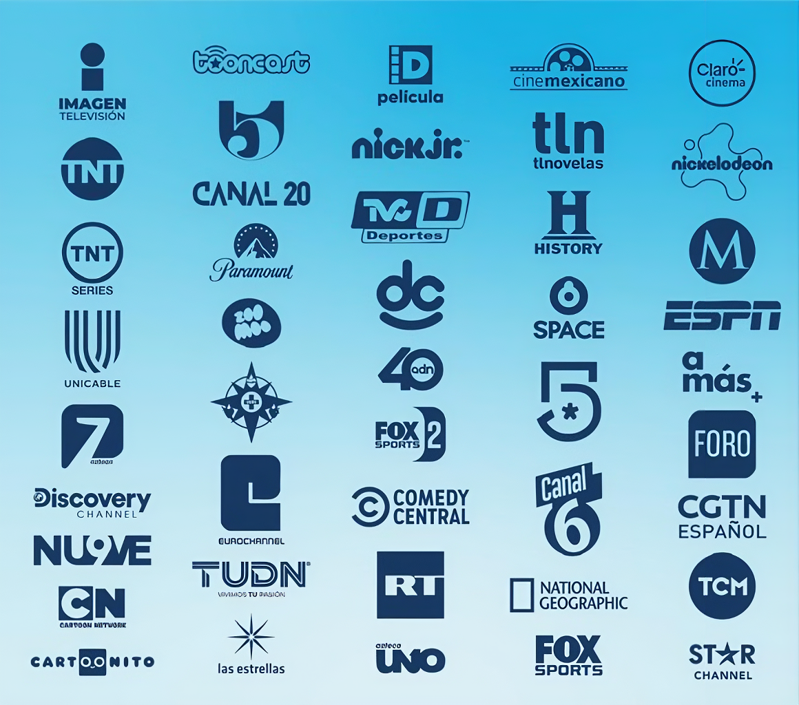 Canales disponibles del paquete de televisión Interred